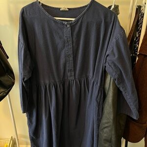 Navy Blue Button-Front Dress